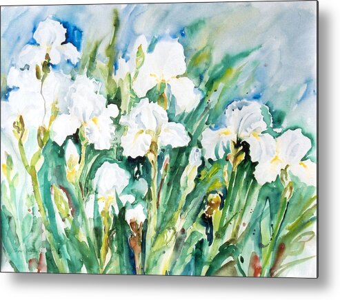 Ingrid Dohm Metal Print featuring the painting White Irises by Ingrid Dohm