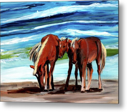 Horse Metal Print featuring the painting Wild Horses Outer Banks by Katy Hawk