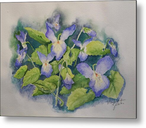 Floral Metal Print featuring the painting Wild Violets by Marilyn Zalatan