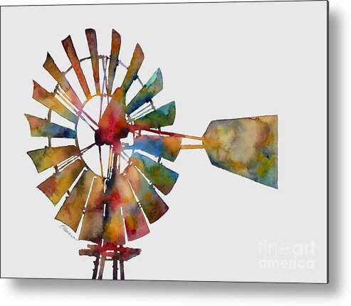 Windmill Metal Print featuring the painting Windmill by Hailey E Herrera