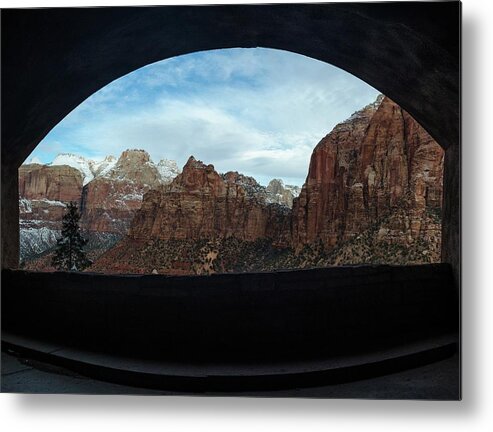 Tunnel Metal Print featuring the photograph Window to Zion by Gaelyn Olmsted