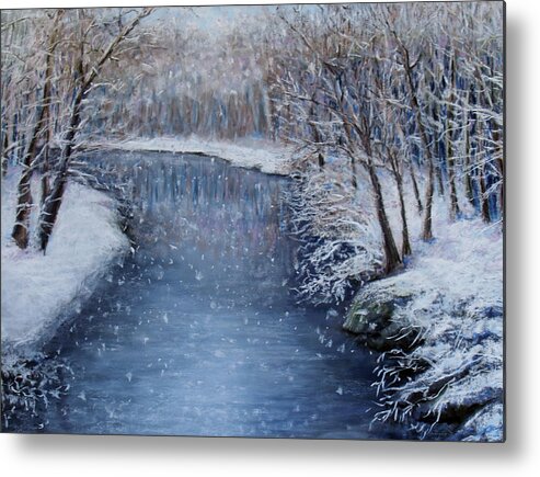 Landscape Metal Print featuring the painting Winter River by Susan Jenkins