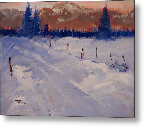 Winter Metal Print featuring the painting Winter Road by Robert Bissett