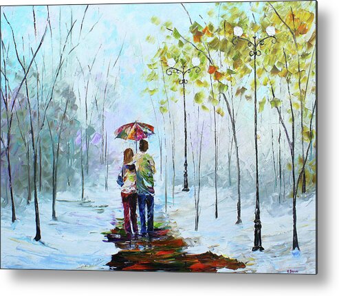  Landscape Paintings Metal Print featuring the painting Winter Walk by Kevin Brown