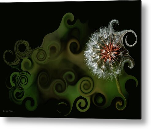 Dandelion Metal Print featuring the mixed media WISH Dandelion Art by Lesa Fine by Lesa Fine