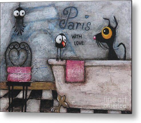 Paris Metal Print featuring the mixed media With Love by Lucia Stewart
