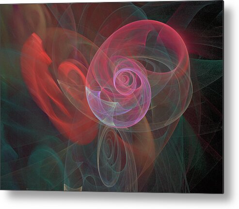 3-d Fractal Metal Print featuring the digital art Woman Heart with Moon Shell by Ronda Broatch