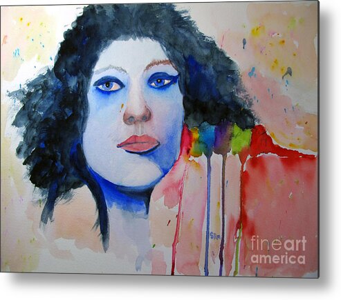 Woman Metal Print featuring the painting Woman in Blue by Sandy McIntire