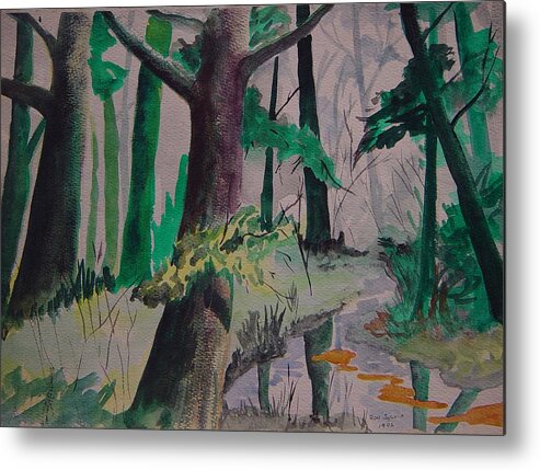 Trees Metal Print featuring the painting Woods by Ron Sylvia