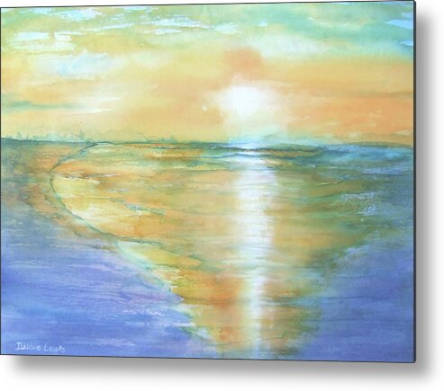 Watercolor Metal Print featuring the painting Wow Sunset by Debbie Lewis