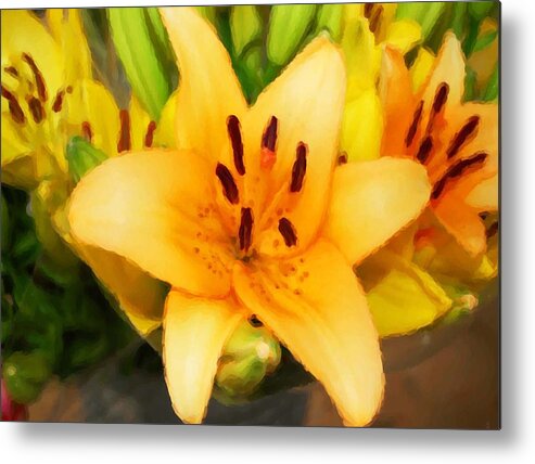 Sunflowers Metal Print featuring the painting Yellow Lily by Michael Thomas