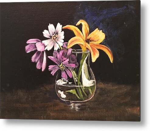 Lily's Metal Print featuring the painting Yellow Lily by Sharon Schultz