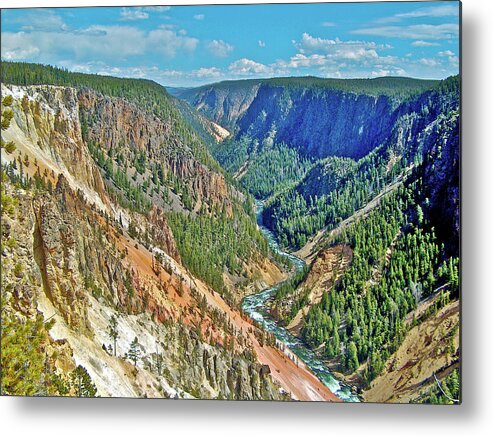Yellowstone Canyon And River From Inspiration Point In Yellowstone National Park Metal Print featuring the photograph Yellowstone Canyon and River from Inspiration Point in Yellowstone National Park, Wyoming by Ruth Hager