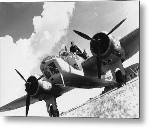 Military Airplane Metal Print featuring the photograph Bomber Crew #1 by Fox Photos