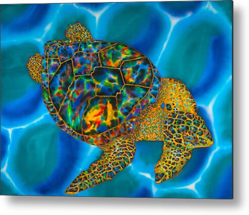 Tsea Turtle Metal Print featuring the painting Caribbean Sea Turtle #3 by Daniel Jean-Baptiste