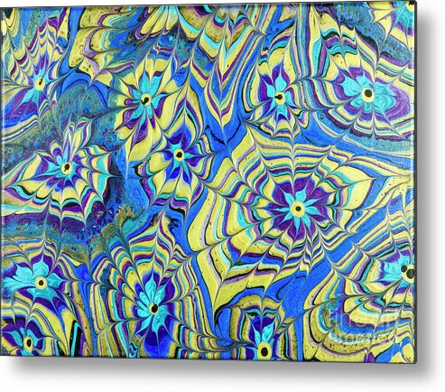 Poured Acrylics Metal Print featuring the painting Mutliverse Web by Lucy Arnold