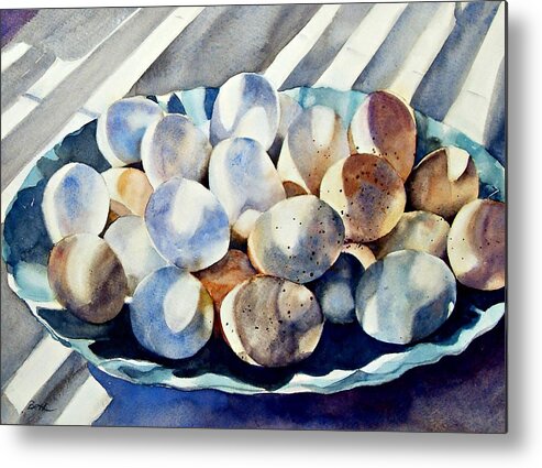 Eggs Metal Print featuring the painting Good Nabours Share Eggs #1 by Beth Fontenot