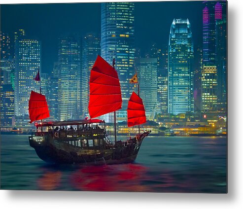 Outdoors Metal Print featuring the photograph Hong Kong-boat #1 by Albert Photo