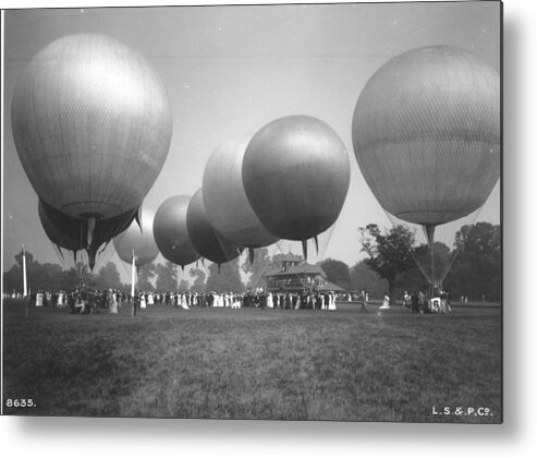 Crowd Metal Print featuring the photograph Hot-air Balloons #1 by London Stereoscopic Company