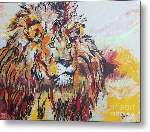 Lion Metal Print featuring the painting The King by Jyotika Shroff