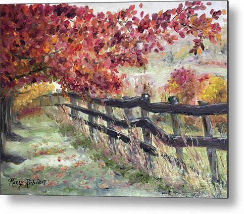 Fence Metal Print featuring the painting The Rickety Fence by Roxy Rich