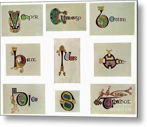 Circa 9th Century Metal Print featuring the drawing Compound Letters, 800 Ad, 20th Century #2 by Print Collector