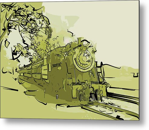 Steam Locomotive Metal Print featuring the mixed media Steam Locomotive by Christopher Reed