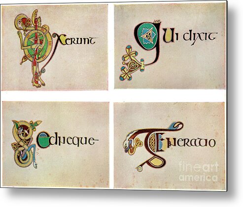 Circa 9th Century Metal Print featuring the drawing Compound Letters, 800 Ad, 20th Century #3 by Print Collector