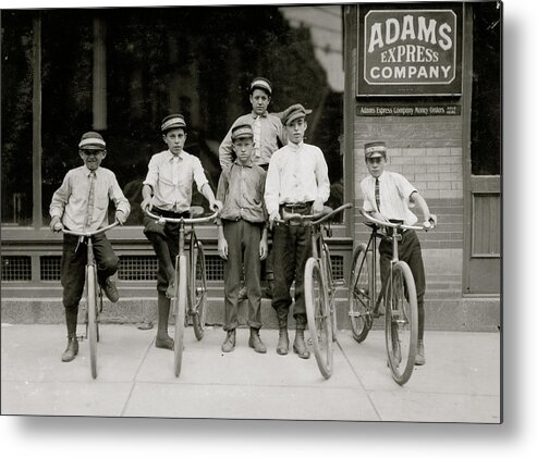 Child Labor Metal Print featuring the painting A typical group of Postal Messengers in Norfolk, Va. by 