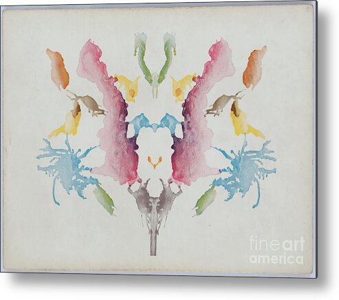 Pareidolia Metal Print featuring the photograph A White Background With Colorful Ink by Zmeel