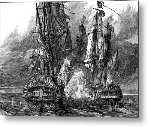 War Metal Print featuring the drawing Admiral George Anson In The Centurion by Print Collector