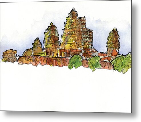 Landscape Metal Print featuring the painting Angkor Wat #2, Cambodia by Craig Macnaughton