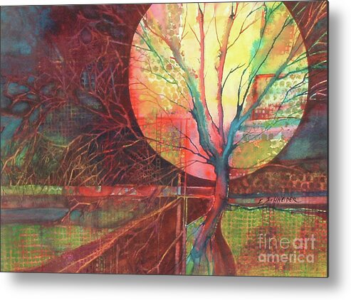 Abstract Metal Print featuring the painting Ascending the Tree of Enlightenment by Edie Schneider
