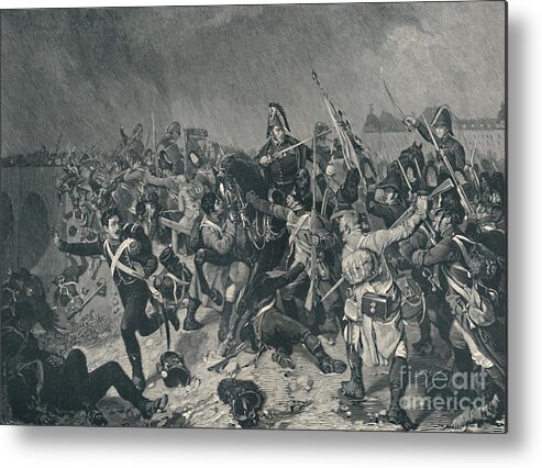 Engraving Metal Print featuring the drawing Battle At Znaim by Print Collector