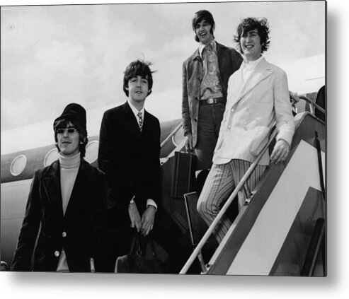 People Metal Print featuring the photograph Beatles At Airport by Evening Standard