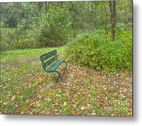 Bench Metal Print featuring the photograph Bench overlooking Pine Quarry by Jeremy Lankford