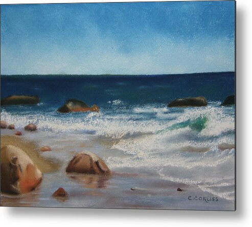 Water Metal Print featuring the pastel Block Island Surf by Carol Corliss