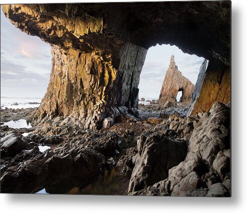 Tranquility Metal Print featuring the photograph Cave In Campiecho Beach by Ramón Espelt Photography