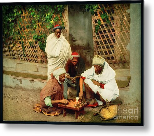 Chess Metal Print featuring the photograph Playing Chess in Algiers by Carlos Diaz