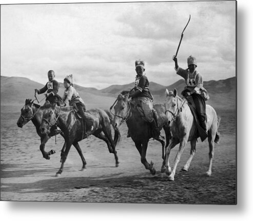 Horse Metal Print featuring the photograph Children On Horseback by Fox Photos