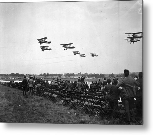 Child Metal Print featuring the photograph Children Watch Planes by Davies