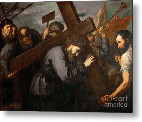 Oil Painting Metal Print featuring the drawing Christ Carrying The Cross by Heritage Images