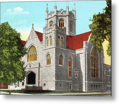 Architecture Metal Poster featuring the drawing City Church by CSA Images