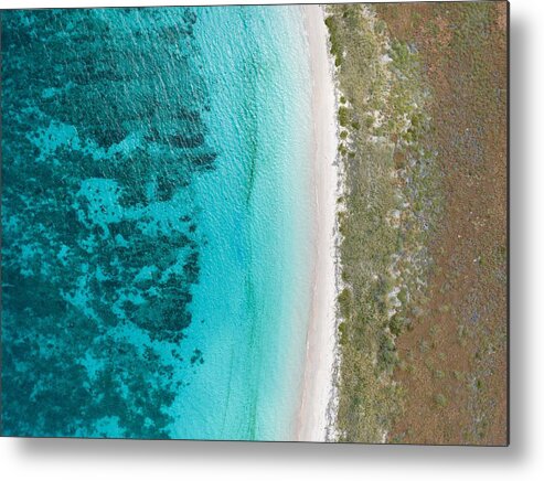 Landscapeaerial Metal Print featuring the photograph Clear, Warm Water Bathes A Remote Beach by Ethan Daniels