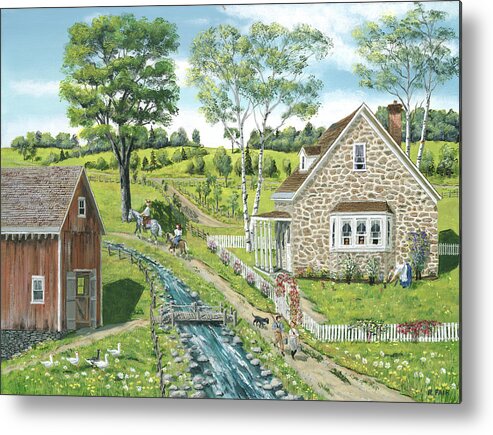 Cottage Pathway Metal Print featuring the painting Cottage Pathway by Bob Fair