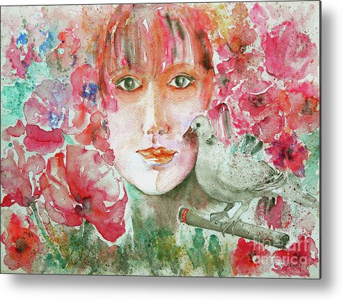 Dove Metal Print featuring the painting Dove by Jasna Dragun