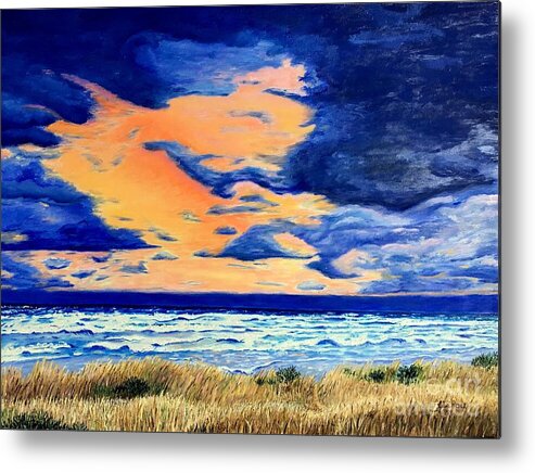 Morning Metal Print featuring the painting Dramatic Morning Sunrise by Lisa Rose Musselwhite