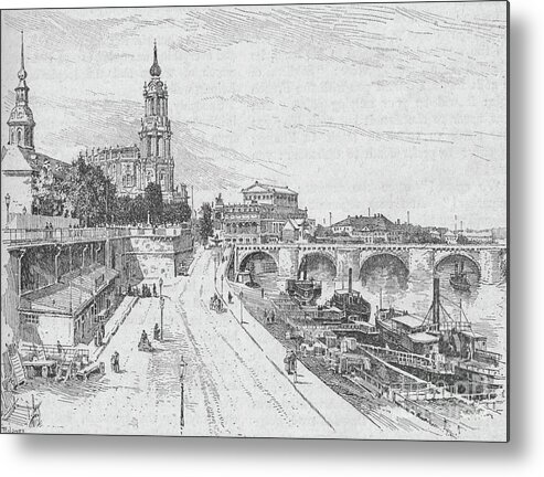 19th Century Style Metal Print featuring the drawing Dresden 1902 by Print Collector