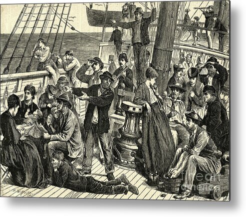Art Metal Print featuring the photograph Emigrants On Shipdeck by Bettmann