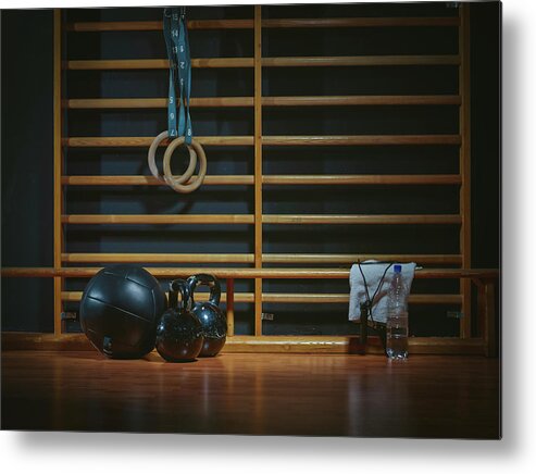 Medicine Ball Metal Print featuring the photograph Equipment For Functional Training At by Westend61